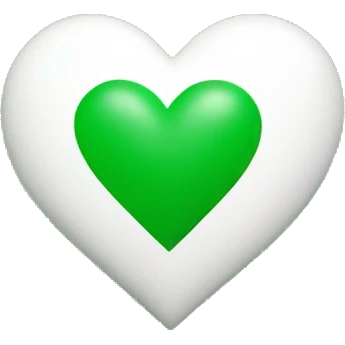  a white heart at the center with a solid green background. The heart should be the main focus, standing out clearly against the vibrant green background. emoji