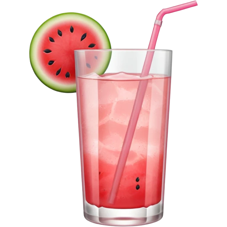 very light pink lemonade in glass with slice of watermelon on rim no straw emoji