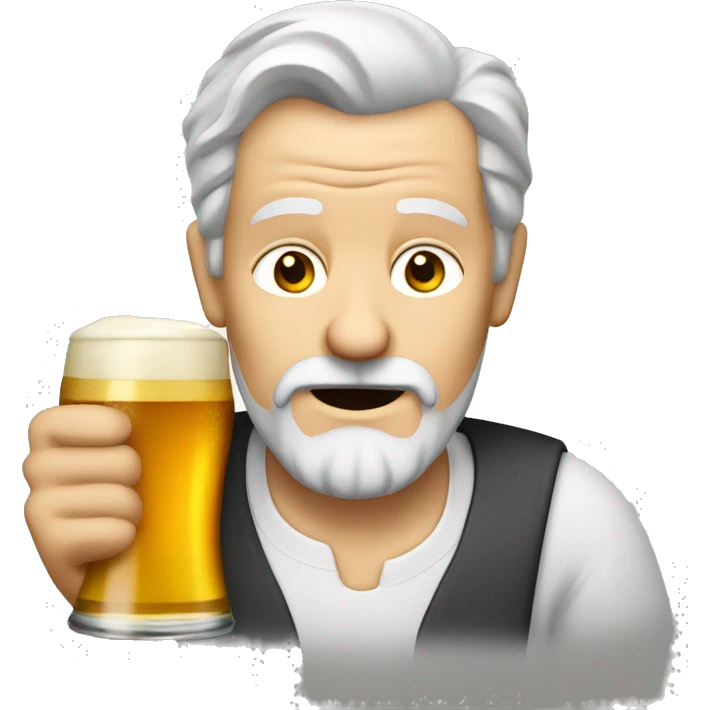 Old white man with a goatee drinking beer emoji