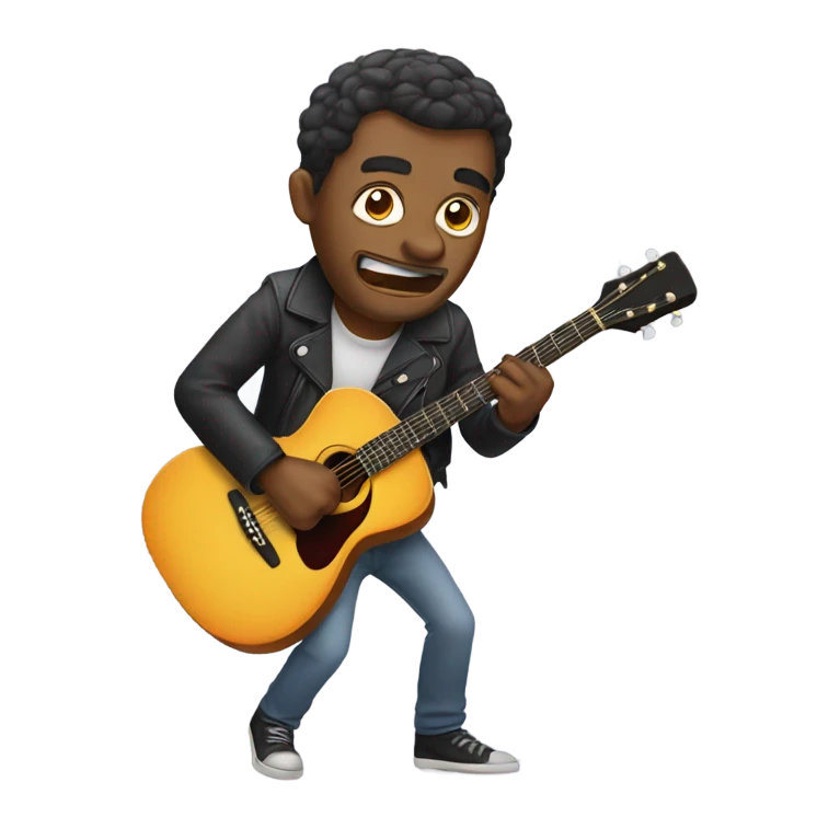 Ugly man playing guitar emoji