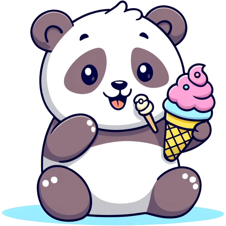 Panda eating ice cream emoji