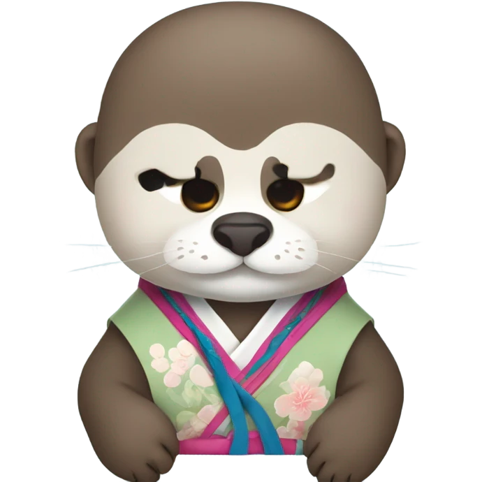 a otter face wearing traditional korean hanbok emoji