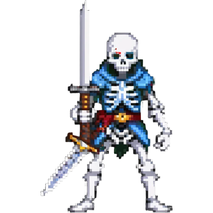 skeleton with a sword in battle stance emoji