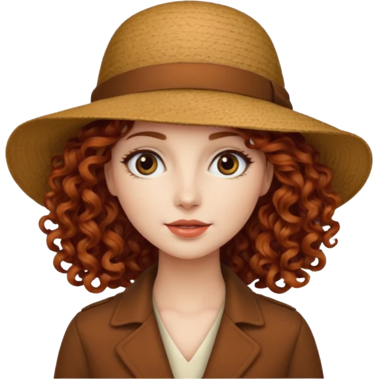 a woman with hat and have long curly hair emoji