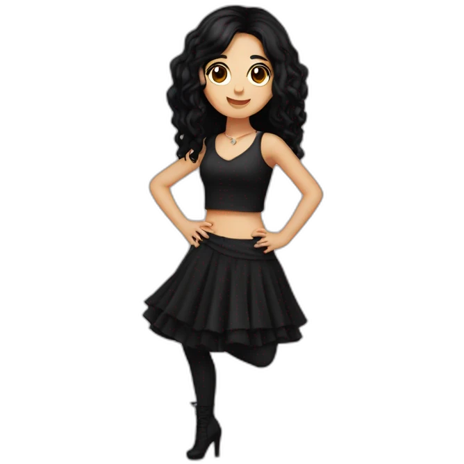 Latina-goth-girl-with-black-hair-and-brown-eyes--dancing emoji