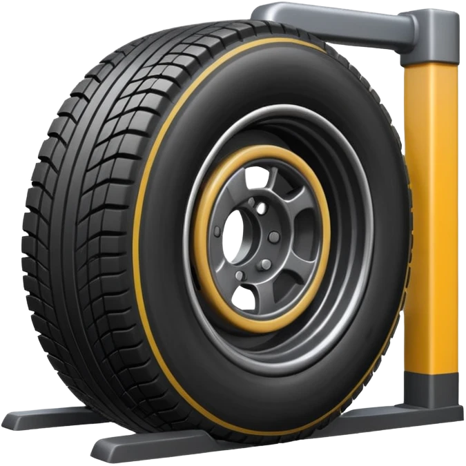 please draw me a emoji of tire - inside the manufacturing factory - getting inspected by machine not the human  emoji