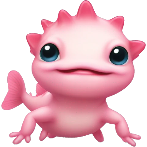 Cute little baby Axolotl with hearts emoji