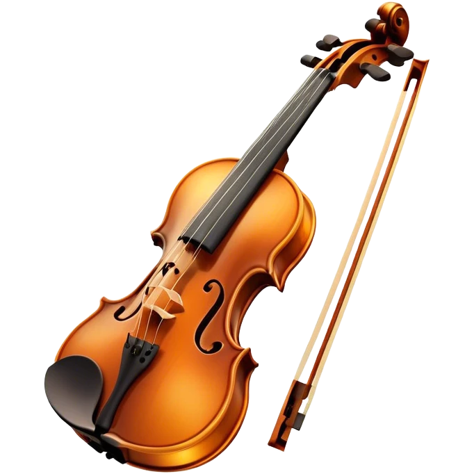 Cinematic Realistic Violin, rich polished wood with delicate curves, taut strings reflecting warm golden light, fine dust particles catching the glow, intricate f-holes adding elegance, glowing with an air of timeless beauty and musical soul. emoji