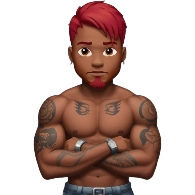 black man with red hair and tattoos emoji