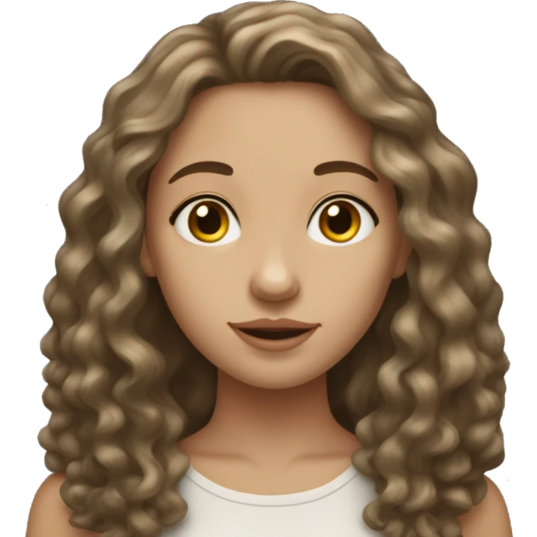 19 year old women with brunette wavy hair but whiter skin tone emoji