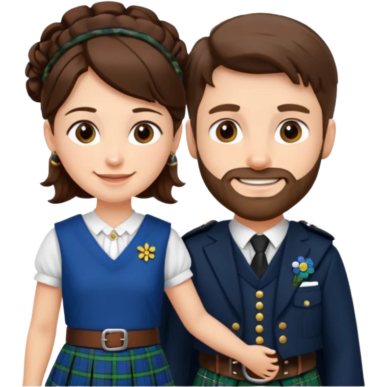 scottish man in kilt with brunette wife emoji