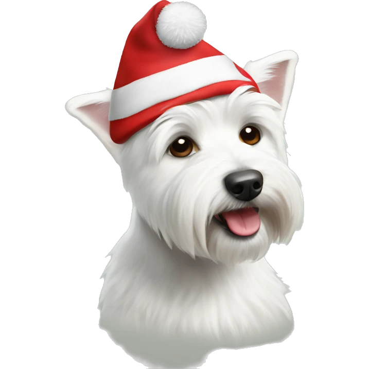 White westie dog Santa hat  emoji