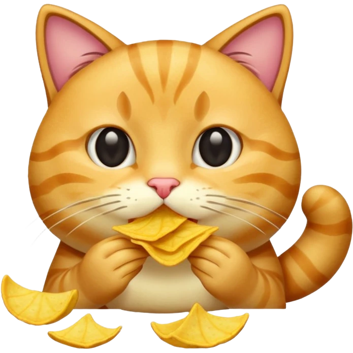 Cat  eating chips emoji