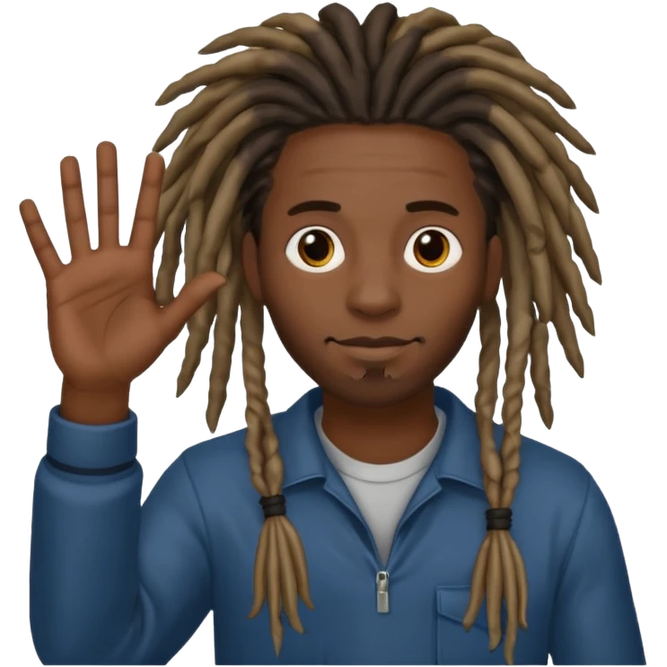 A Black man with dreads holding up 6 in his right hand and 7 in his left hand  emoji