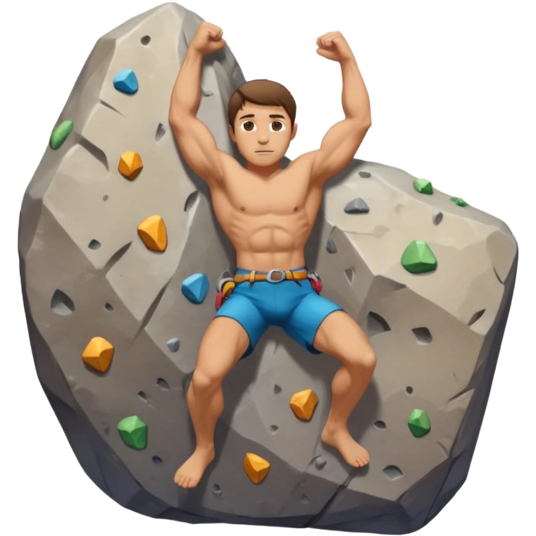 A white man with short brown hair, rock climbing but bouldering style  emoji