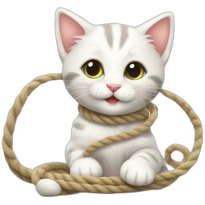 playful kitten with a rope emoji
