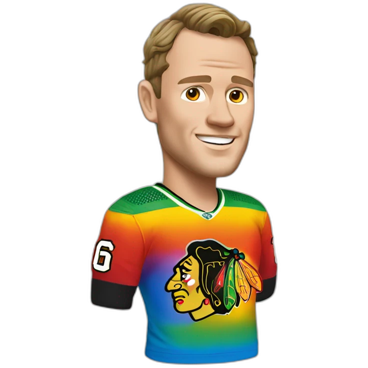 Jonathan Toews as rainbow beach bum emoji
