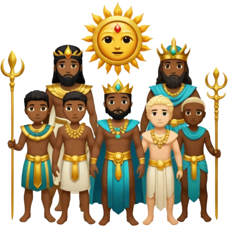 divine synergy between earth God, sun God, sea God and Death God emoji