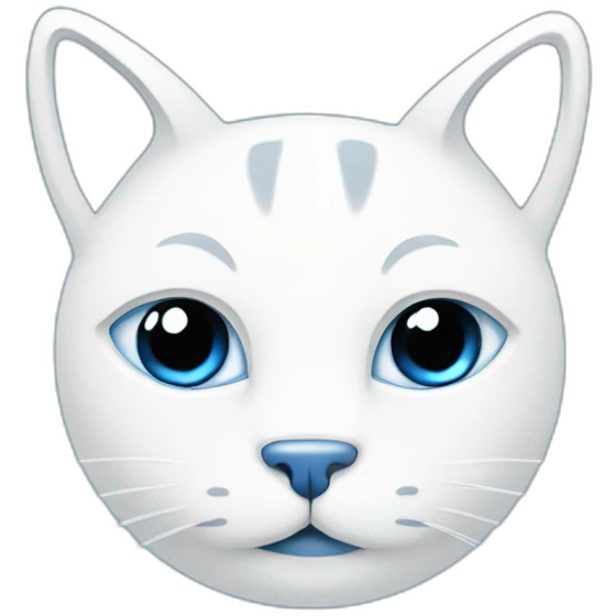 Blue simplistic sketch of a cute cat face emoji