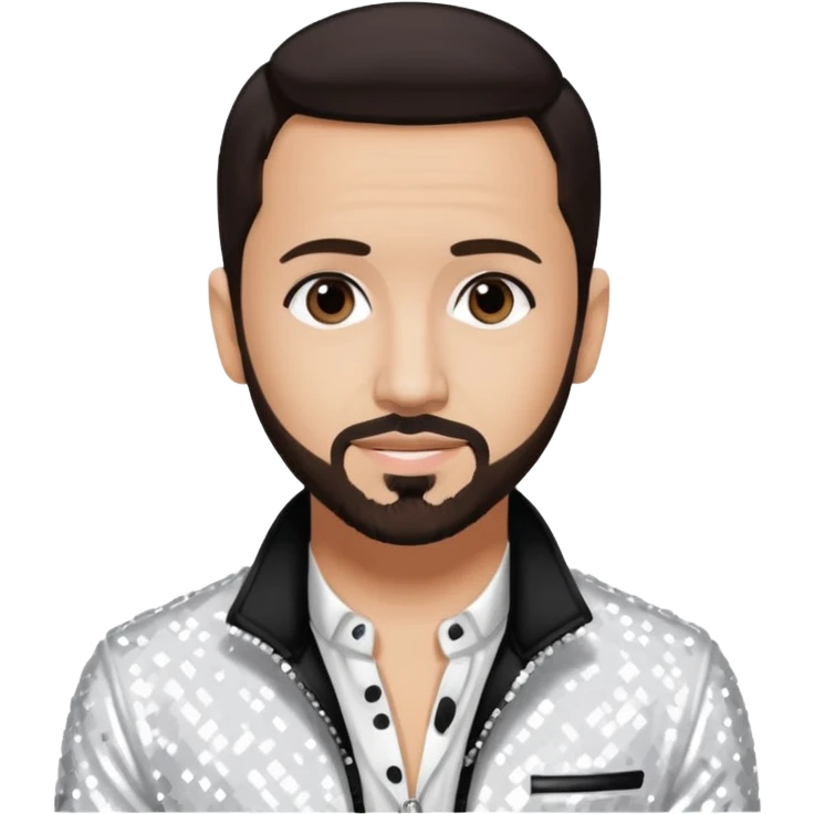 AJ McLean from Backstreet Boys with dark brown hair, white sequin outfit emoji