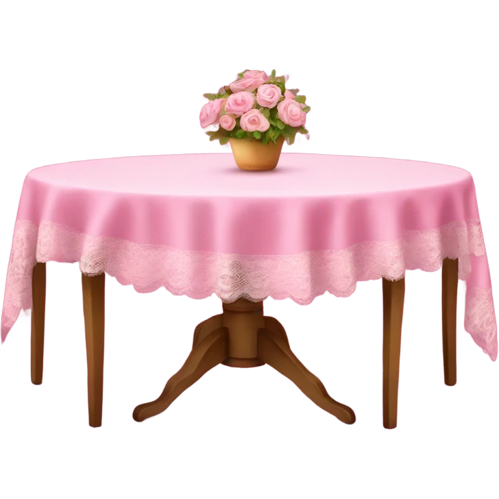Big table with pink table cloth with lace  emoji