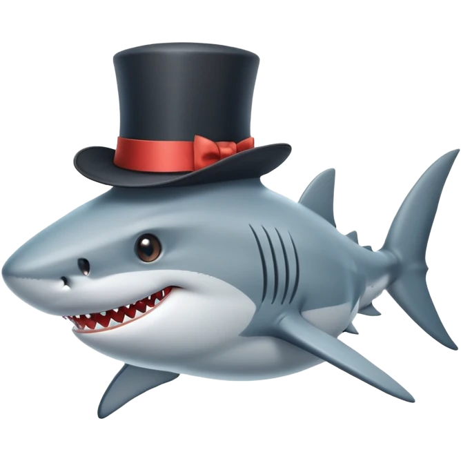 Shark with a top hat emoji