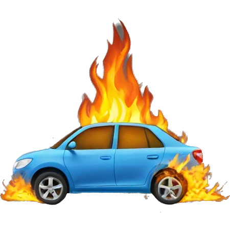 car burning wheel emoji