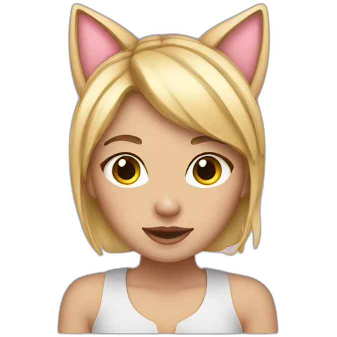 cute blonde girl with cat ears emoji