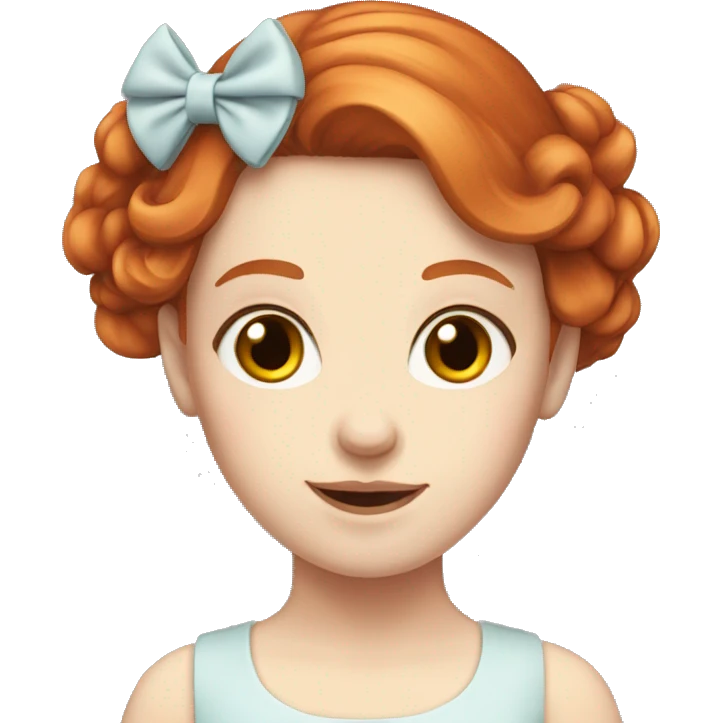 Red-haired girl with bow in hair with pale skin emoji