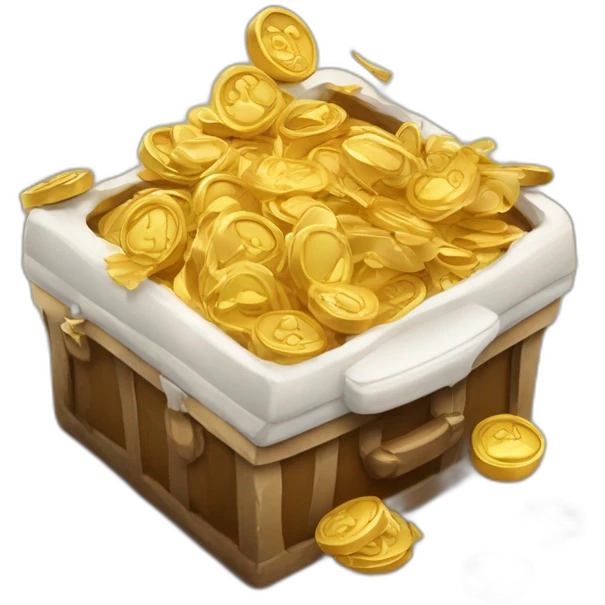 Pièce d'or dans un coffre avec des joyaux emoji