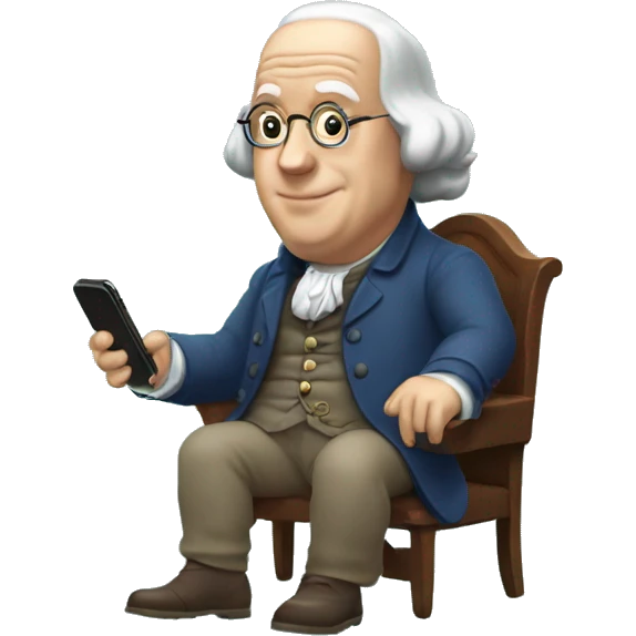 benjamin franklin playing moble phone emoji