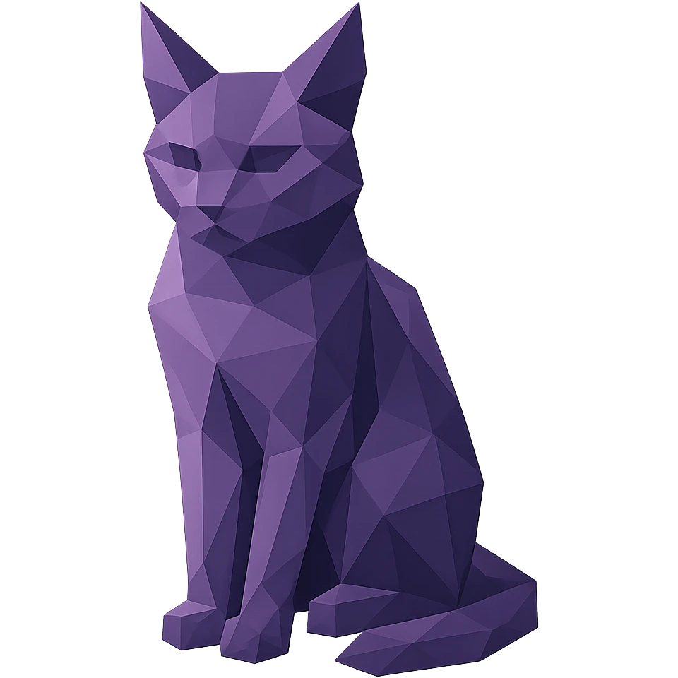 polygonal low-poly style purple cat emoji