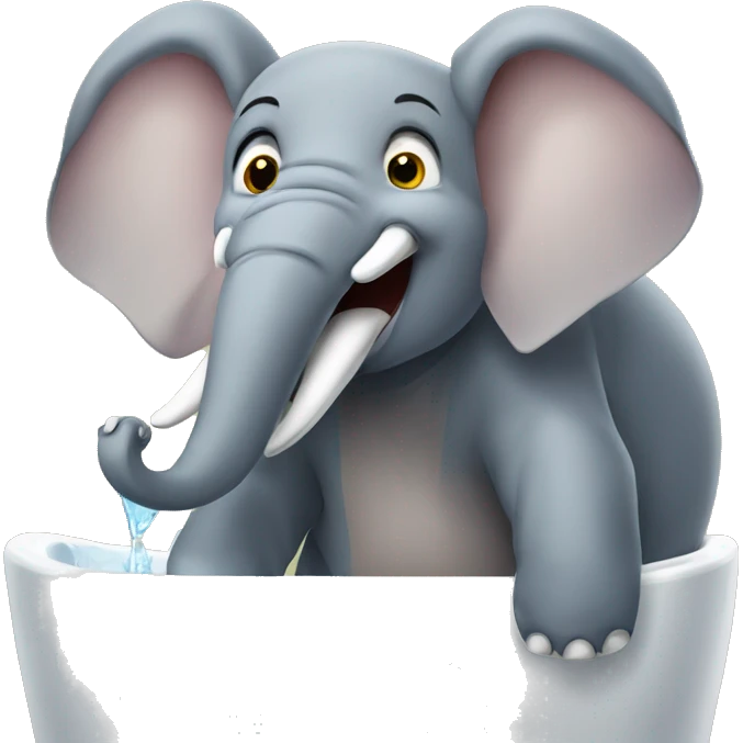 elephant brushing its teeth and singing "oh ho ho" emoji