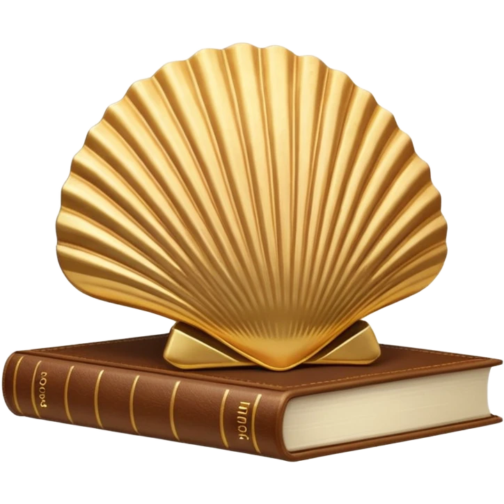 Scallop gold shell + beige book emoji