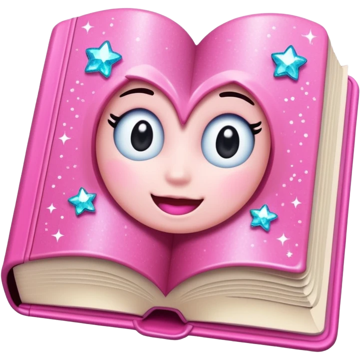 girly book with pink cover and sparkles emoji