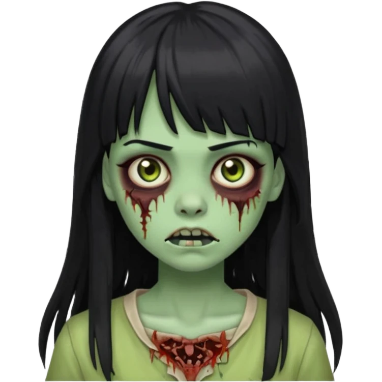 faça o emoji de uma menina zumbi igual a esse 🧟‍♀️de cabelos longos pretos com franja emoji