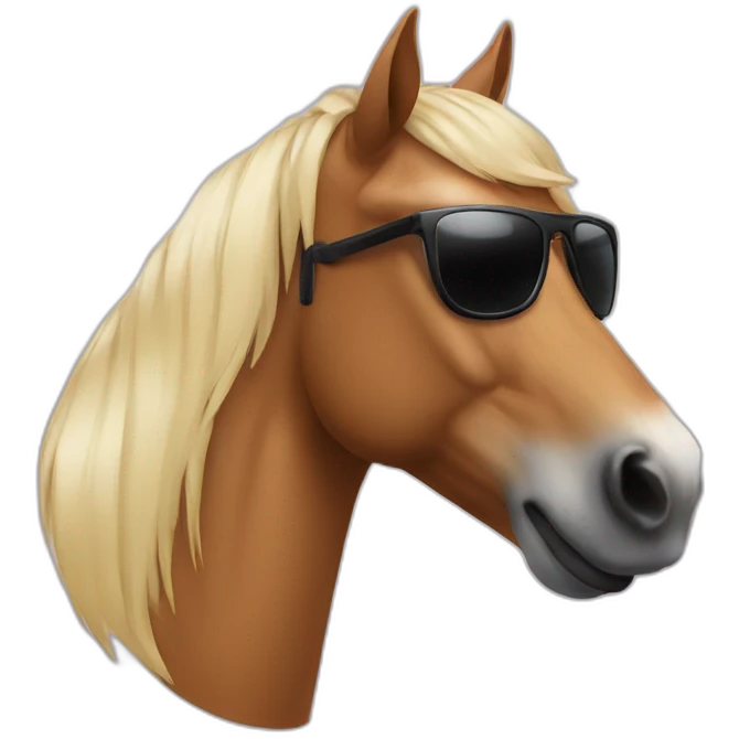 A horse with sunglasses emoji