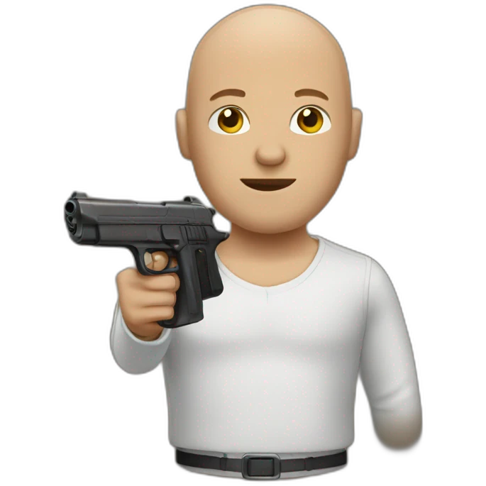 bald man with a gun emoji