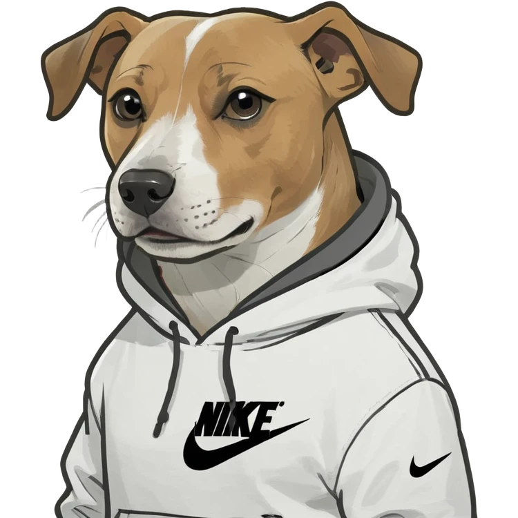 Dog wearing a Nike hoodie emoji