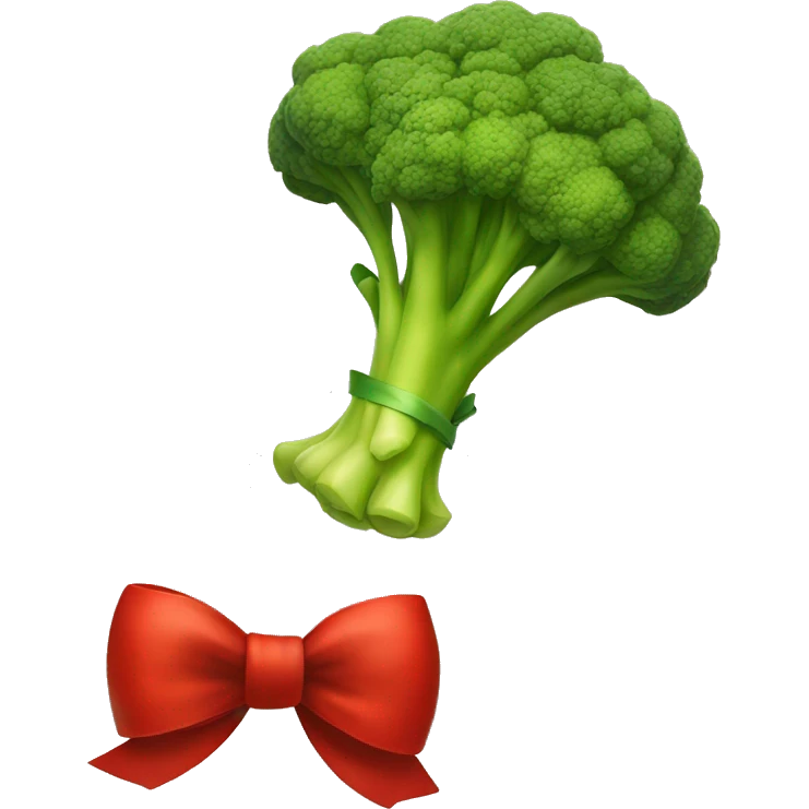 A brokkoli with a red bow  emoji