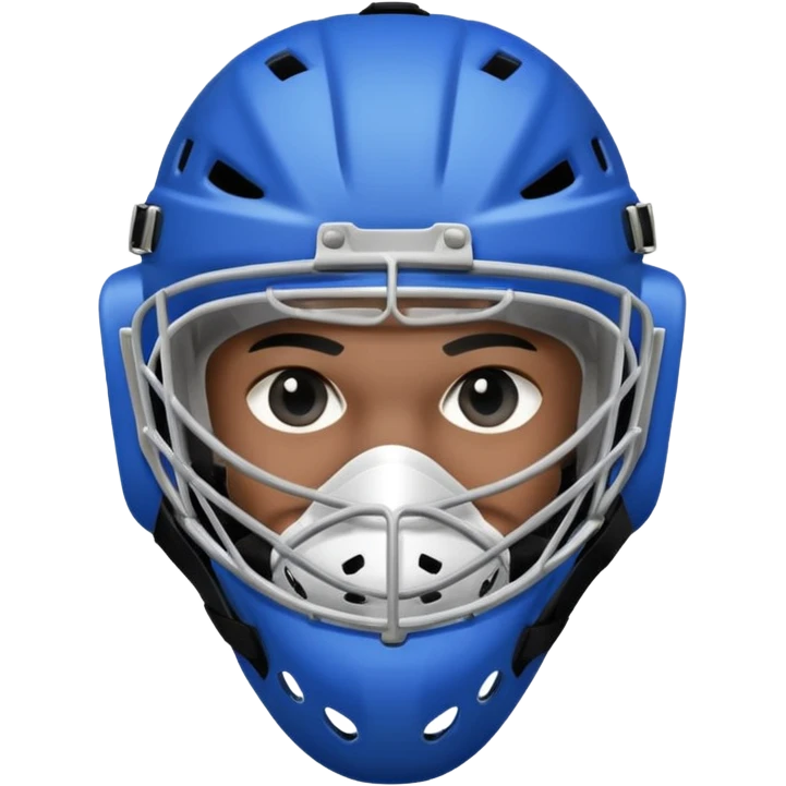 Black player of  ice hockey  who have  a goalkeeper mask which have small holes  emoji