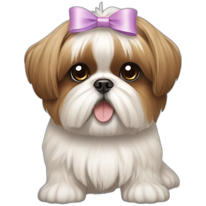 Dog Shih Tzu with a bow on head full-body emoji