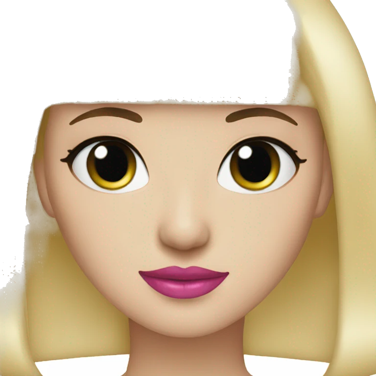 Blonde bangs bob pink lips emoji