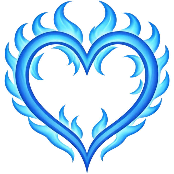 Blue flames in the shape of a heart, all blue heart emoji