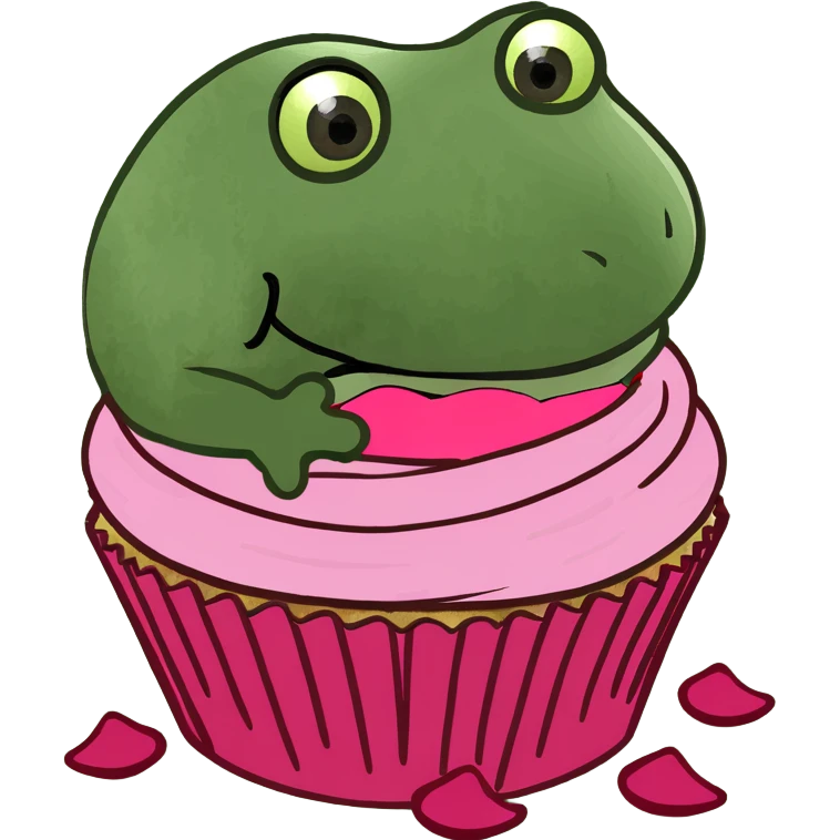 Raspberry cupcake with rose petal pieces  emoji