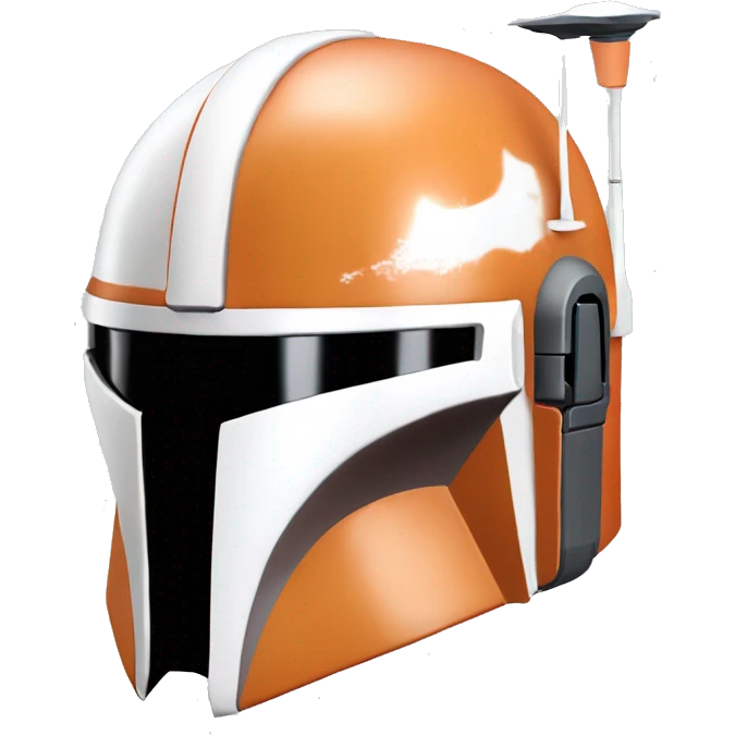 Pastel orange and white colored Mandalorian helmet with antenna emoji