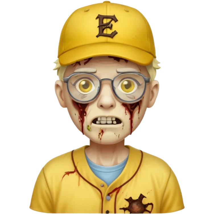 glasses zombie with yellow baseball hat emoji