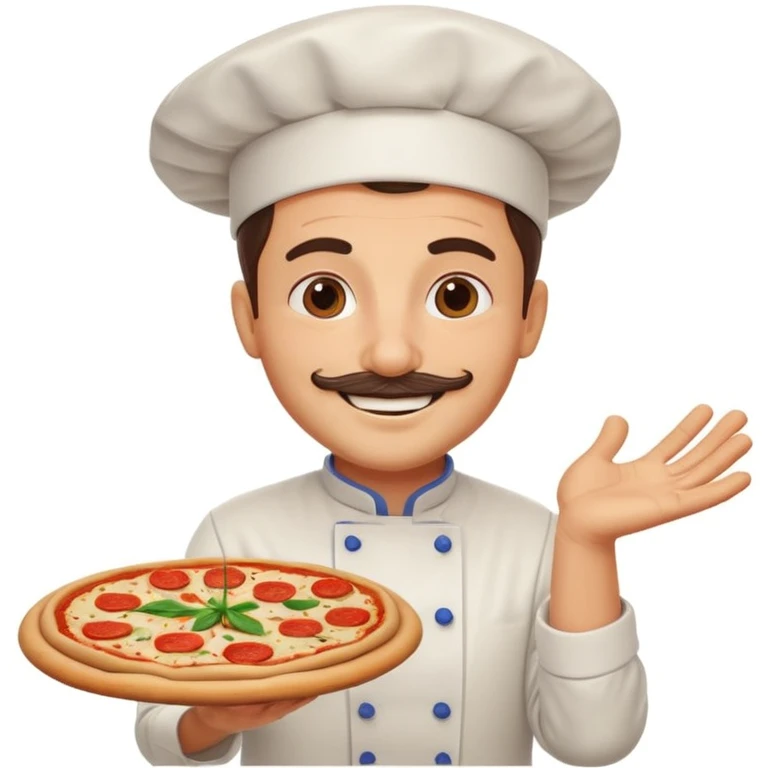 smiling Italian chef spinning pizza dough emoji