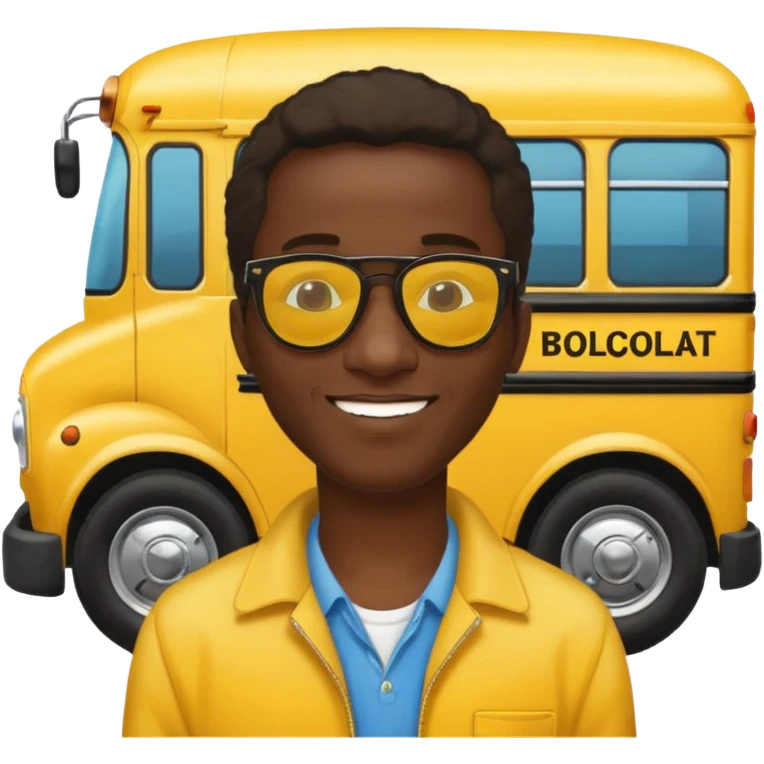 a school bus with a jamaican man saying bomboclat emoji