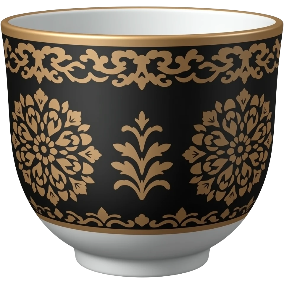 Black and brown chinoiserie teacup emoji